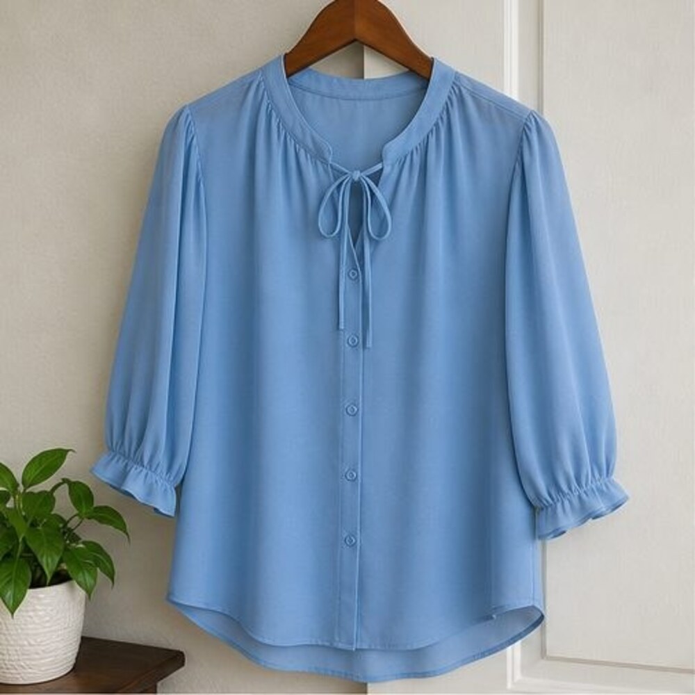 Blue Puff Sleeve Top